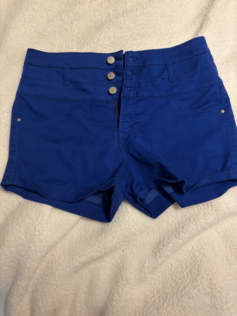 refuge Electric Blue High-Waist Athletic Shorts